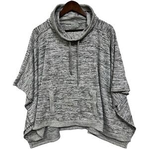 Athleta Blissfull Hooded Poncho Hoodie Sweatshirt Gray/White Women's Sz Small